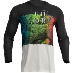 Tricou motocross enduro Thor Prime Melter, culoare negru alb, marime M