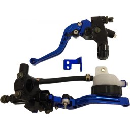 Set pompa frana si maneta ambreaj rabatabile, culoare albastru, bidonas plastic