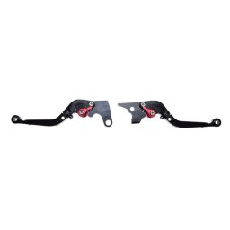 Set 2 manete frana si ambreiaj reglabile Yamaha FZ6 04-10 FZ8 11-15 MT07 14-16 MT09 14-16 FZ1 06-15, culoare negru rosu