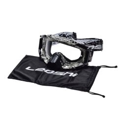 Ochelari enduro cross atv Leoshi, sticla clara anti-aburire, culoare negru alb