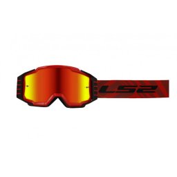 Ochelari cross enduro atv LS2, lentila oglinda, culoare rosu