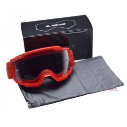 Ochelari cross enduro atv LS2, lentila transparenta, culoare rosu