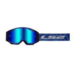 Ochelari cross enduro atv LS2, lentila oglinda, culoare albastru