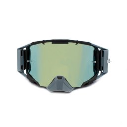 Ochelari cross atv enduro, Asix AS3, lentila albastra, culoare rama gri negru mat