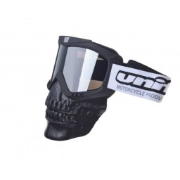 Ochelari motocross atv enduro Unit, model masca craniu, culoare rama negru, lentila oglinda argintie