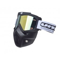 Ochelari motocross atv enduro Unit, model masca, culoare rama negru, lentila oglinda aurie
