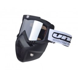 Ochelari motocross atv enduro Unit, model masca, culoare rama negru, lentila oglinda argintie