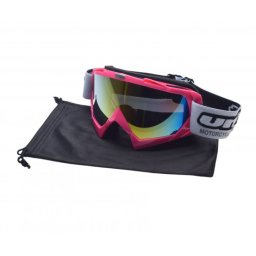 Ochelari motocross atv enduro Unit, culoare rama roz, lentila fumurie curcubeu