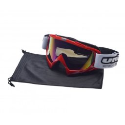 Ochelari motocross atv enduro Unit, culoare rama rosu, lentila fumurie curcubeu