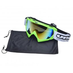 Ochelari motocross atv enduro Unit, culoare rama lime, lentila fumurie curcubeu
