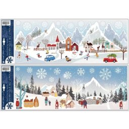 Autocolante de fereastră cu model de iarnă 21 x 60 cm - diferite