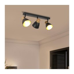 Brilagi - Plafonieră ODENSE cu 3 spoturi, 3xE14/10W/230V, lemn/negru