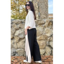 PANTALONI SPORT CU TALIE INALTA COMBINATI CU BUZUNARE AMA TALIE UNICA TALIE UNICA Negru