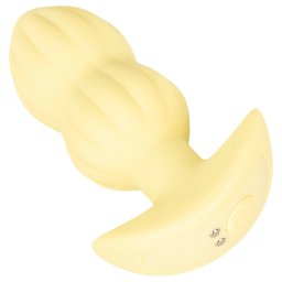 Cuties Mini - plug anal cu vibrații, texturat - silicon galben