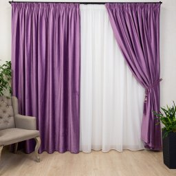 Set 2 draperii Hiko Comfy catifea lavanda ice cream, cu rejansa