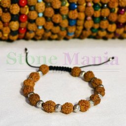 Bratara rudraksha 8mm si bile 6mm argint sterling 925