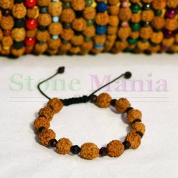 Bratara rudraksha 8mm si granat fatetat 4mm