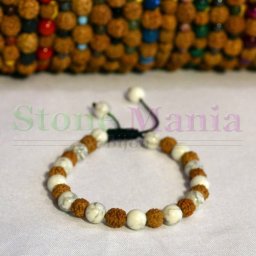 Bratara rudraksha 6mm si howlit 6mm