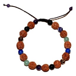 Bratara zodia Capricorn cu Rudraksha si cristale naturale pentru stabilitate