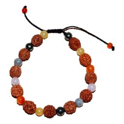 Bratara zodia Leu cu Rudraksha si cristale naturale pentru incredere