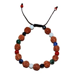 Bratara zodia Varsator cu Rudraksha si cristale naturale pentru claritate