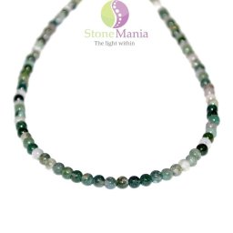 Colier agat de muschi sfere 4mm
