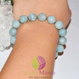 Bratara acvamarin sfere 10mm si argint 925