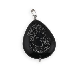 Pandantiv lacrima Onix cu camee 40x30mm