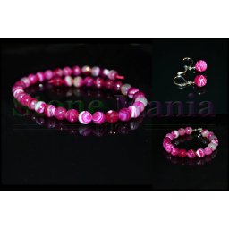 Set agat roz fatetat sfere 10mm