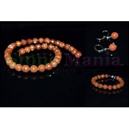 Set piatra soarelui maro sfere fatetate 10mm