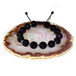 Bratara onix negru sfere fatetate 10mm si argint 925