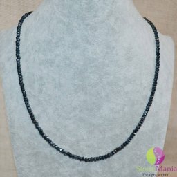 Colier spinel negru discuri 4mm si argint 925