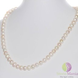 Colier perle de cultura albe sfere 5-6mm
