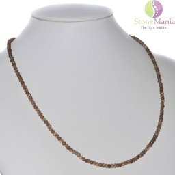 Colier cuart fumuriu disc fatetat 3mm si argint 925