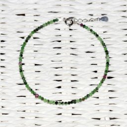 Bratara rubin in zoisit pietre micro fatetate 2mm si argint 925