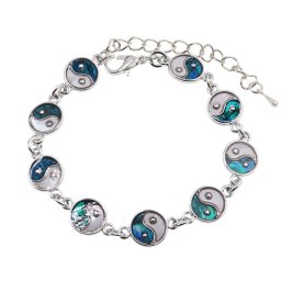 Bratara scoica abalone Yin Yang cu metal