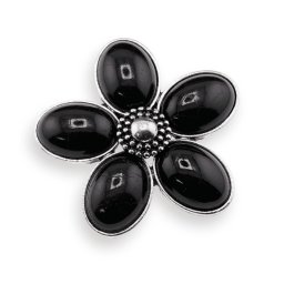 Brosa floare cu onix negru 48mm