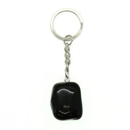 Breloc onix negru piatra rulata 25mm