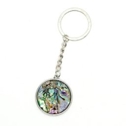 Breloc scoica abalone rotund cu montura 32mm