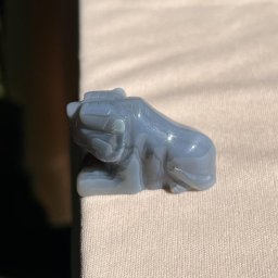 Leu agat gri natural gravat manual, 37mm