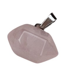 Pandantiv cuart roz cu doua varfuri, 15mm