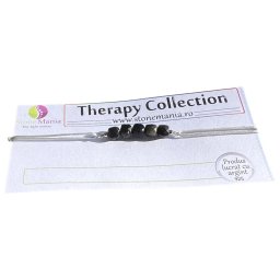 Bratara Therapy obsidian auriu cuburi 5mm si argint 925