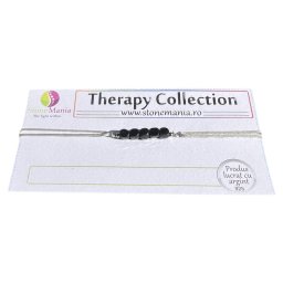 Bratara Therapy turmalina neagra cuburi 4mm si argint 925