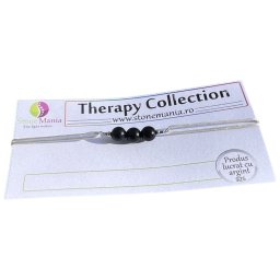 Bratara Therapy turmalina neagra sfere 5mm si argint 925