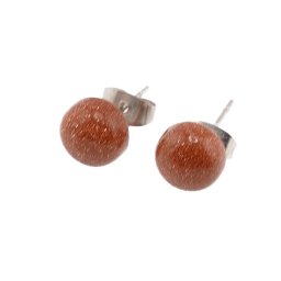 Cercei cu surub goldstone maro semisfere 8mm