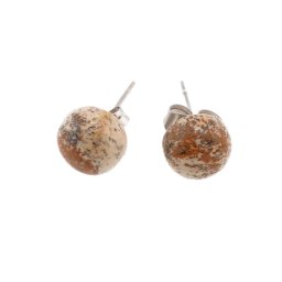 Cercei cu surub jasp peisaj semisfere 8mm