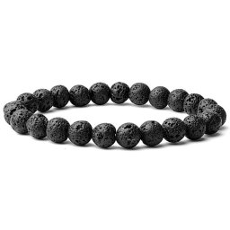 Bratara din Roca Vulcanica 8mm, pe elastic, 19cm, sfere