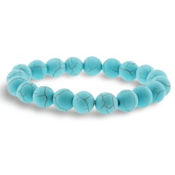 Bratara din Turcoaz Albastru 10mm, pe elastic, 19cm, sfere mate