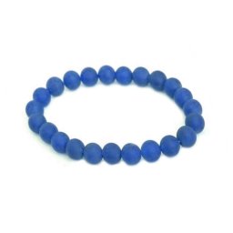 Bratara din Agat Albastru 10mm, pe elastic, 19cm, sfere mate