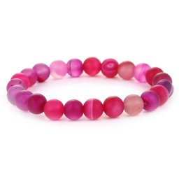 Bratara din Agat Roz Dantelat 10mm, pe elastic, 19cm, sfere mate